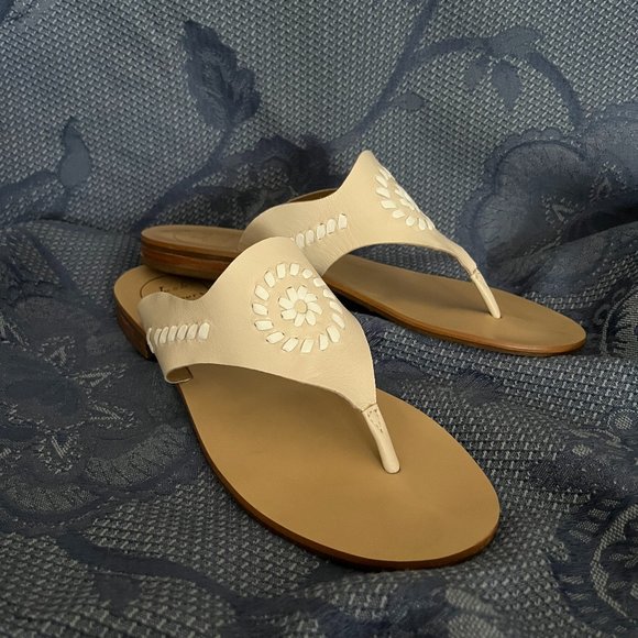 Jack Rogers Blair sandals beige & white women’s size 6 ½ rare - Picture 5 of 8